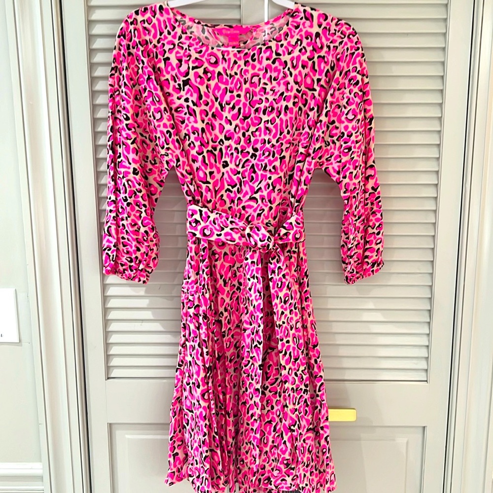 Lily Pulitzer leopard dress with tie belt - size XS